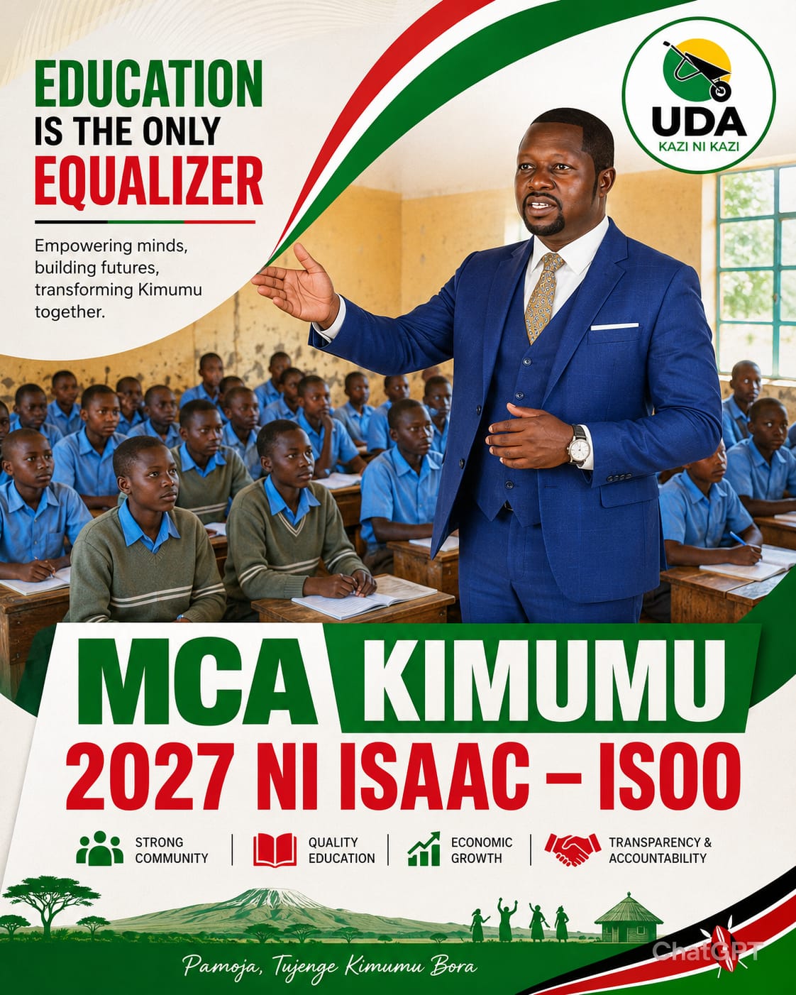 "Education is the only equalizer" — Isoo's promise to the youth of Kimumu.